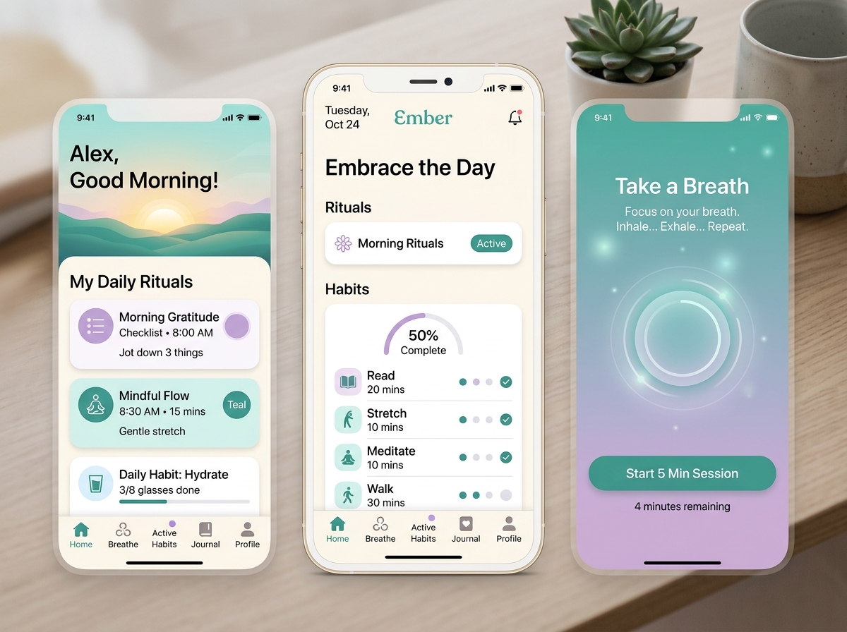 Upcoming ThriveMinds Wellness App Interface